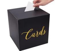 SOFPLAT Boîte à Cartes de Mariage Noire de 9x9x910cm Boîte en Carton Kraft avec {2} cartes pour Mariages Réceptions Anniversaires Remises de Diplômes Décoration de Fête Cadeau de Tombola Centre de Ta