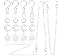 SOFPLATE 1 boîte 10 kits de Bricolage pour Attrape Soleil Chaînes et Crochets Argentés de 5 m/196.8 po Breloques Soleil et Lune Kit de Suspension avec Boule de Cristal pour Fenêtre Décoration de Maiso