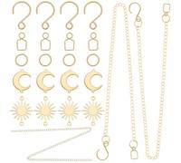 SOFPLATE 1 boîte 10 kits de Capteurs de Soleil Dorés (Chaînes et Crochets de 5 m) Breloques Soleil et Lune Boule de Cristal Kit de Suspension pour Fenêtre Prisme Décoration à Faire Soi Même pour la Ma