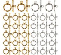 SOFPLATE 1 boîte 120 ensembles de Fermoirs à Bascule pour Bijoux Fermoir à Bascule en Argent Rond Or Antique Argenté Swirl T Bar Connecteurs IQ OT Fermoirs de Fermeture de Bracelet Accessoires pour la