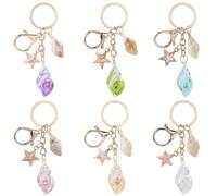 SOFPLATE 1 Boîte 6 Pièces 6 Couleurs Pendentif Sac Océan Porte-clés Thème Plage en Gros Été Acrylique Lumineux Conque Étoile de Mer Pendentif Étiquette Animal de Mer Porte-clés Pendentif pour Sac à Ma