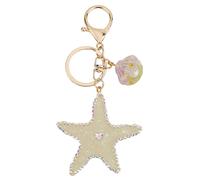 SOFPLATE 1 boîte de 1 Porte Clés en Forme D'Étoile de Mer Porte Clés de Plage Petit Mignon en Alliage Acrylique Blanc Coquillage Scintillant Porte Clés en Plastique Porte Clés en Cristal pour la Fête