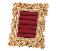 SOFPLATE 1 boîte de 1 présentoirs à Bagues Vintage Dorés de Style Baroque en Résine avec Plateau en Daim Rouge pour Bagues Clous D'Oreilles Boucles D'Oreilles Accessoire Photo Cadeau de Mariage pour F