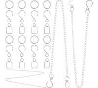 SOFPLATE 1 boîte de 10 chaînes et Crochets D'Attrape Soleil de 39.4 pouces Chaîne Suspendue en Laiton Kits de Chaînes de Suspension à Boule de Cristal avec Anneaux de Crochet Collants pour Bricolage D