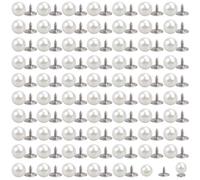 SOFPLATE 1 boîte de 100 Ensembles de Boutons de Broche en Perles de 10mm Épingles à Linge en Vrac Détachables Réutilisables Réglables en Perles Artificielles Boutons de Pull sans Couture pour Vêtemen