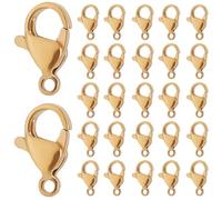 SOFPLATE 1 boîte de 100 fermoirs Mousquetons Plaqués Or 18 carats Petit Fermoir à Gâchette en Métal Mousqueton en Acier Inoxydable pour la Fabrication de Bijoux Fournitures de Bricolage Colliers Brace