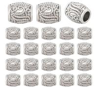 SOFPLATE 1 boîte de 100 perles Européennes Antiques Argentées en Vrac à Grand Trou Style Tibétain Tube en Alliage Métallique Rondelles à Grand Trou Perles D'Espacement pour la Fabrication de Bijoux Bo