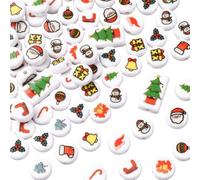 SOFPLATE 1 boîte de 100 perles Plates de Noël en Vrac Père Noël Cloche Bonhomme de Neige Chaussette Traîneau Arbre Style Mixte Entretoises pour la Fabrication de Bijoux Bracelets Colliers Loisirs Créa