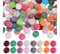 SOFPLATE 1 boîte de 100 perles Rondes Plates en Acrylique Perles D'Espacement en Plastique Petit Disque de Poney Coloré Pièce de Monnaie Imitation de Pierres Précieuses Perles en Vrac en Plastique pou