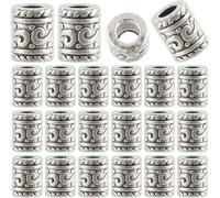 SOFPLATE 1 boîte de 100 pièces de Perles D'Espacement de Tube de 7mm en Alliage à Grand Trou Perle de Colonne en Vrac Tibétaine en Métal Argenté Antique Bracelet Creux Incurvé Breloques en Vrac pour l