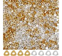 SOFPLATE 1 boîte de 1000 perles D'Espacement Triangulaires en Métal en Vrac de 4mm en Alliage Argenté Lisse et Plat Petites Perles D'Espacement Empilables en Forme de Trois pour Bracelet Collier Fabri