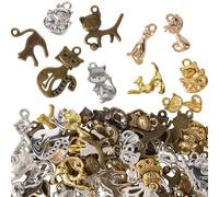SOFPLATE 1 boîte de 100g de Breloques en Forme de Chat en Or en Vrac en Alliage Tibétain Argent que Bronze Pendentifs pour Chats Breloques pour Animaux de Compagnie pour la Fabrication de Bijoux Brel