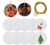 SOFPLATE 1 boîte de 12 décorations de Noël en Céramique Blanche de 312cm Disques Ronds et Plats en Céramique à Peindre Soi Même avec ficelles pour la Maison Les Mariages Les Fêtes