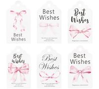 SOFPLATE 1 boîte de 120 étiquettes Cadeaux de Vœux avec Nœud Rose 6 styles avec Ficelle pour la Fête des Mères avec Inscription « Que la Joie et le Bonheur Vous Accompagnent Aujourd'Hui et Toujours ».