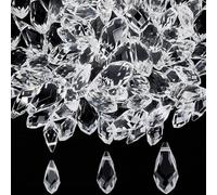 SOFPLATE 1 boîte de 120 perles de Cristal à Facettes en Forme de Larme Perles de Lustre en Verre Dessus Transparent Percé Petits Prismes Lisses Pendentifs Entretoises Lâches pour la Fabrication de Bij