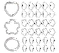 SOFPLATE 1 boîte de 120 pièces 3 styles de Perles en Forme de Cœur Cadres de Perles en Forme de Fleur Anneaux Ronds en Alliage D'Argent Antique Creux Connecteur D'Espacement de Lien en Métal Perles po