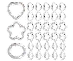 SOFPLATE 1 boîte de 120 pièces 3 styles de Perles en Forme de Cœur Cadres de Perles en Forme de Fleur Anneaux Ronds en Alliage D'Argent Antique Creux Connecteur D'Espacement de Lien en Métal Perles po