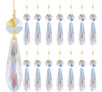 SOFPLATE 1 boîte de 15 pièces de Lustre en Cristal de 50mm Cristaux de Remplacement de Lustre en Verre Transparent Pendentif en Forme de Glaçon Prisme Chaîne Suspendue Kit D'Ornements pour Salle à Ma