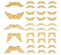 SOFPLATE 1 boîte de 150 pièces de 5 styles de Perles D'Espacement D'Ailes D'Or Perles D'Ange Artisanat Fée Alliage Petit Style Tibétain Breloques D'Ailes en Métal Vintage Perles en Vrac pour Bijoux Co