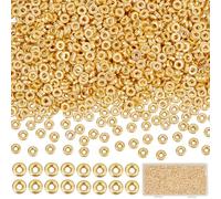 SOFPLATE 1 boîte de 1500 Perles D'Espacement Rondes Plates de 6mm Perles Rondelles Dorées Trou de 2mm Breloques en Forme de Disque en Plastique Perles Heishi pour Bracelets Colliers Boucles D'Oreill