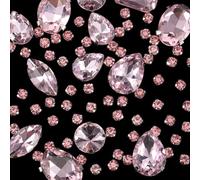 SOFPLATE 1 boîte de 156 strass Roses à Coudre en Forme Mixte Embellissements en Strass en Verre à Coudre Sur des Pierres Précieuses en Cristal à Dos Plat avec des Paramètres à Griffes pour la Fabricat
