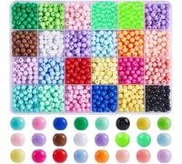 SOFPLATE 1 boîte de 1680 pièces de 24 couleurs de Perles Rondes Colorées Pastel de 6mm en Plastique Opaque Arc en Ciel Bubble Gum Grosses Perles Rondes Lisses en Acrylique pour la Fabrication de Bijou