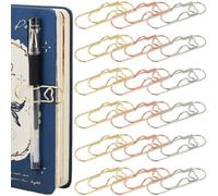 SOFPLATE 1 boîte de 18 pinces à Crayons en Métal en Forme de Cœur 3 couleurs Multifonctions Or Rose Argent Acier au Carbone Trombone Portable Taille Support pour Carnet de Notes Journal Bureau École