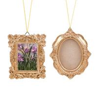 SOFPLATE 1 boîte de 2 styles de Cadres Photo en Résine Dorée Mini Cadres Photo Vintage en Vrac Cadre de Présentation de Bijoux Ovale Rectangulaire Baroque Rustique en Relief pour Suspension Murale Déc