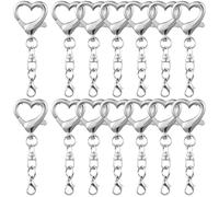 SOFPLATE 1 boîte de 20 fermoirs Porte Clés en Forme de Cœur en Argent en Alliage Métallique avec Crochet Pivotant Boucle de Suspension pour Bricolage Fabrication de Porte Clés Accessoires pour Débutan