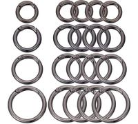 SOFPLATE 1 boîte de 20 pièces 4 styles Porte Clés en Métal Noir Mousqueton Rond Porte Clés Petit Grand Mousqueton Crochets en Alliage Multi Usages Ressort Joints Toriques pour Artisanat Porte Clés Bou
