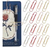 SOFPLATE 1 boîte de 20 pinces à Crayons en Métal de 4 couleurs Pinces à Stylo Multifonctions en Vrac Or Rose Argent Rouge Trombone en Fer Portable de Taille pour Carnet de Notes Journal Presse Papie