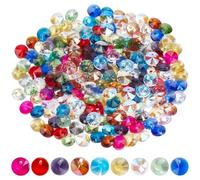 SOFPLATE 1 boîte de 200 perles Octogonales en Verre à 1 trous de Couleurs Assorties 8mm Perles Prismatiques en Cristal à Facettes Pendentifs Attrape Soleil Breloques pour la Création de Bracelets Coll