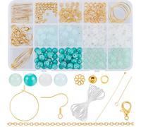 SOFPLATE 1 boîte de 200 pièces de Perles de Verre de 8mm Kit de Fabrication de Bracelets en Vrac Perles de Cristal Rondes Vertes Kits de Perles de Verre pour la Fabrication de Bijoux Assortiments de