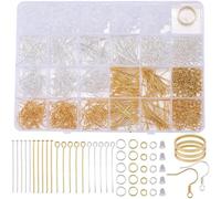 SOFPLATE 1 boîte de 2000 pièces de Boucles D'Oreilles Hypoallergéniques Kit D'Accessoires de Fabrication de Bijoux avec Crochets de Boucles D'Oreilles Tiges Broches Dos Anneaux Ouverts pour la Fabrica