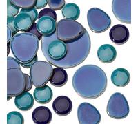 SOFPLATE 1 boîte de 200g de Carreaux de Mosaïque en Porcelaine Bleue Carreaux de Mosaïque Irréguliers Morceaux de Porcelaine Cassés en Vrac Formes Mixtes Fournitures en Céramique pour Bricolage Assiet