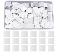 SOFPLATE 1 boîte de 250 carreaux de Miroir Auto Adhésifs Petits Carreaux de Miroir Muraux Carrés Carreaux de Mosaïque en Acrylique Argenté pour Téléphone Maison Cuisine Chambre Table Salle de Bain Déc