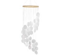SOFPLATE 1 boîte de 28.35" carillons Éoliens en Coquillage Blanc Spirale Bohème Naturelle Attrape Soleil Suspendu avec Anneaux en Bambou Style Plage Côtière Carillons Éoliens pour Terrasse Extérieure
