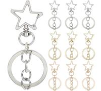 SOFPLATE 1 boîte de 3 Porte Clés en Forme D'Étoile 18 Couleurs Fermoir en Alliage Doré et Argenté Anneau Fendu en Métal Clips Pivotants pour Cordon Porte Clés Sacs Accessoires de Bricolage