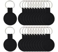 SOFPLATE 1 boîte de 30 Porte Clés Ronds Vierges en Feutre Noir avec Anneaux en Alliage à Peindre et à Écrire pour Loisirs Créatifs Décorations Projets D'Artisanat et Cadeaux pour Adultes.