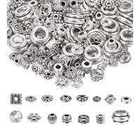 SOFPLATE 1 boîte de 300 perles D'Espacement en Forme de Fleur en Argent Tibétain Antique en Alliage de Perles D'Espacement en Forme de Marguerite en Forme de Colonne Plate pour la Fabrication de Bijou