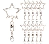 SOFPLATE 1 boîte de 40 porte Clés en Forme D'Étoile avec Fermoir Étoile Argenté Fermoirs Mousquetons en Alliage avec Crochet Pivotant Boucle de Suspension Anneau à Ressort pour Bricolage Fabrication d