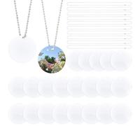 SOFPLATE 1 boîte de 45 disques Ronds de Sublimation pour Chien Étiquettes pour Animaux de Compagnie Disques de Transfert Thermique Double Face en Aluminium Blanc avec Chaîne pour Bricolage Colliers Po