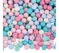 SOFPLATE 1 boîte de 500 Perles Acryliques Arc en Ciel Rondes en Plastique de 8mm Boules en Plastique Couleur Bonbon Gomme Pastel Mate Perles D'Espacement Amples pour la Fabrication de Bijoux Bracelet