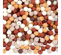 SOFPLATE 1 boîte de 500 perles Acryliques Givrées de 8mm en Plastique Mat Mélange de Couleurs en Vrac Boules Mates Marron Noix de Coco Perles Rondes en Vrac pour Bracelet Collier Kit de Fabrication de
