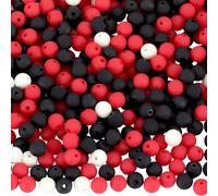 SOFPLATE 1 boîte de 500 Perles Rondes en Acrylique Bubble Gum en Vrac Boules Givrées en Plastique Noir Rouge Blanc Bubblegum Pastel Mat Perles en Vrac pour la Fabrication de Bijoux Bracelets Colliers