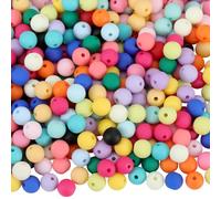 SOFPLATE 1 boîte de 500 Perles Rondes en Acrylique Mat de 8mm Opaques Givrées Colorées en Caoutchouc Imitation Silicone Perles D'Espacement Lisses et Amples pour la Fabrication de Bijoux Bracelets Co