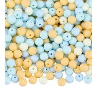 SOFPLATE 1 boîte de 500 Perles Rondes Mates en Acrylique Givré Perles Rondes Opaques Jaunes de 8mm Petites Boules Caoutchoutées Imitant Le Silicone Bubblegum Perles Lisses en Vrac pour Adultes