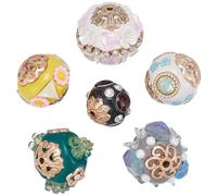 SOFPLATE 1 boîte de 6 perles Indonésiennes Grandes Perles Artisanales en Strass Plastique Coloré Esthétique Style Vintage Européen Grosses Perles Couleur Bubblegum pour Porte Clés Stylos Colliers Bijo