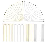 SOFPLATE 1 boîte de 600 épingles à Tête Plate en Argent de 6 Styles Épingles à Bijoux Artisanaux de 5cm en Laiton Œil Doré Petites Épingles à Tête Sphérique Accessoires pour la Fabrication de Bijoux