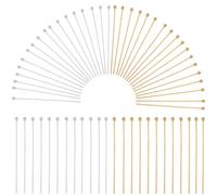 SOFPLATE 1 boîte de 600 épingles de Boucles d'oreilles Dorées Épingles à Tête Argentée Bijoux en Laiton Petites Épingles à Tête Sphérique Rondes Épingles Longues pour la Fabrication de Bijoux Boucles